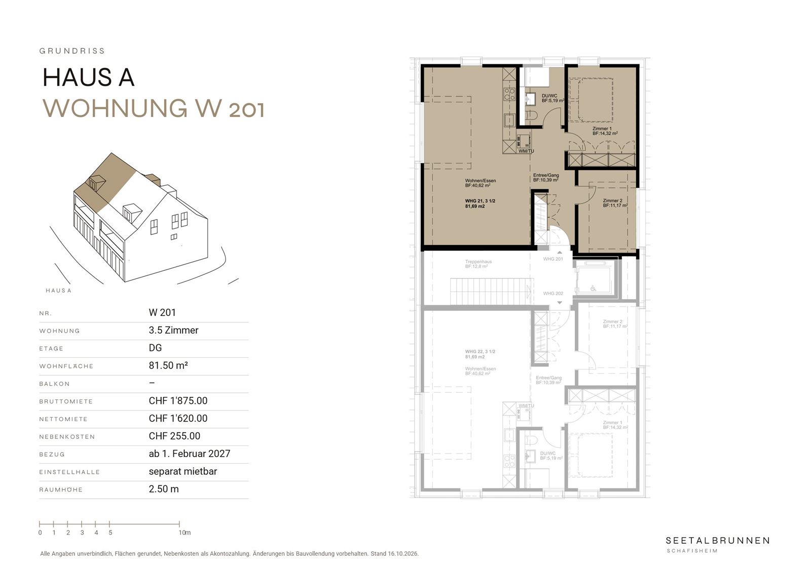 Grundriss W 201 – Haus A, Dachgeschoss