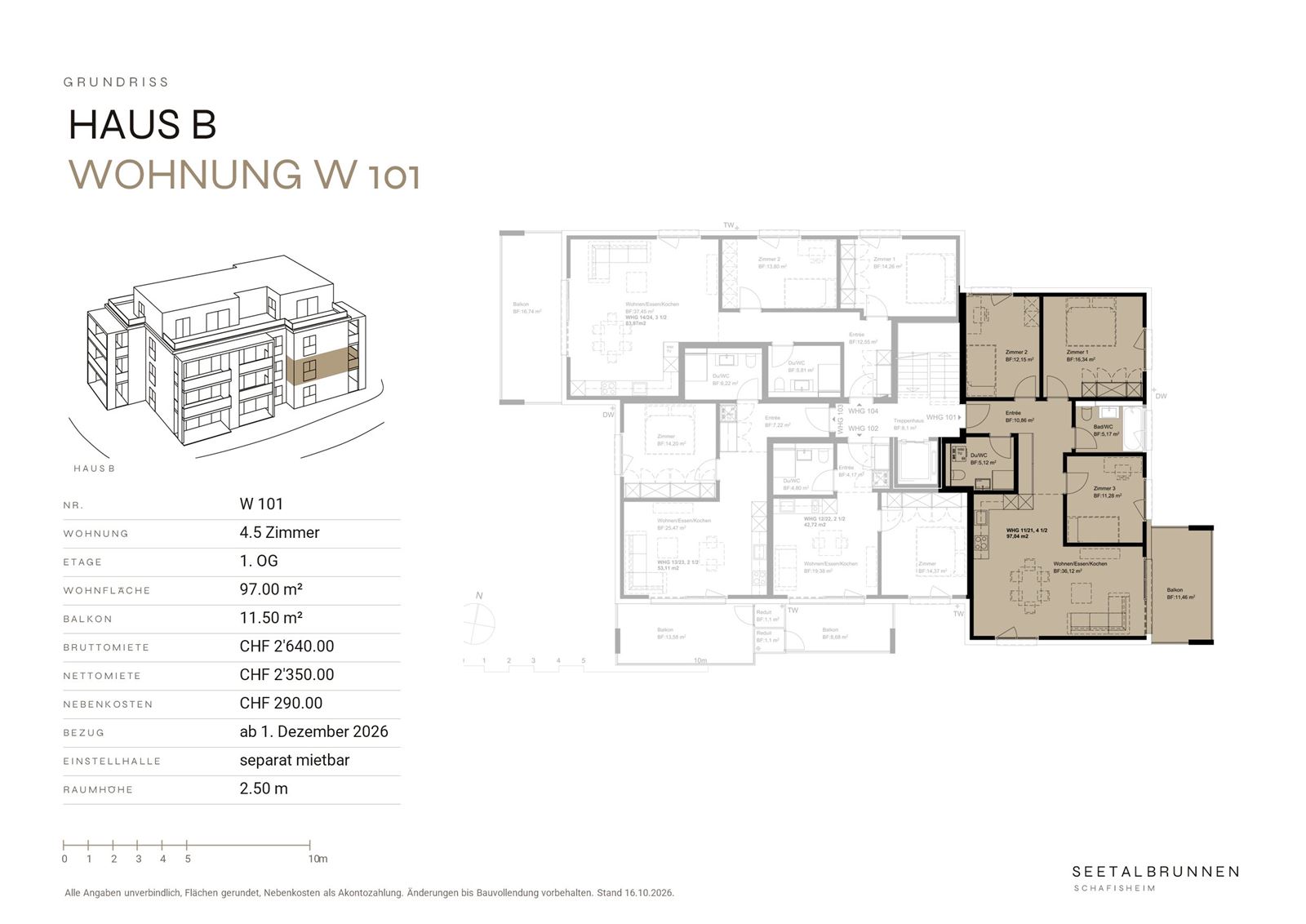 Grundriss W 101 – Haus B, 1. und 2. Obergeschoss