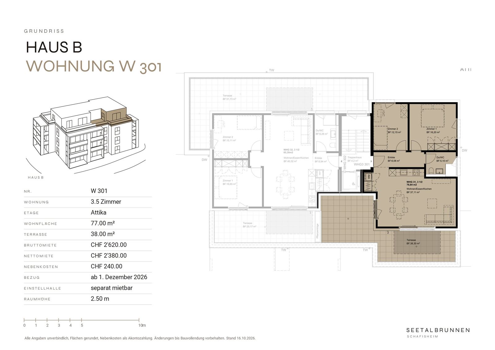 Grundriss W 301 – Haus B, Attikageschoss