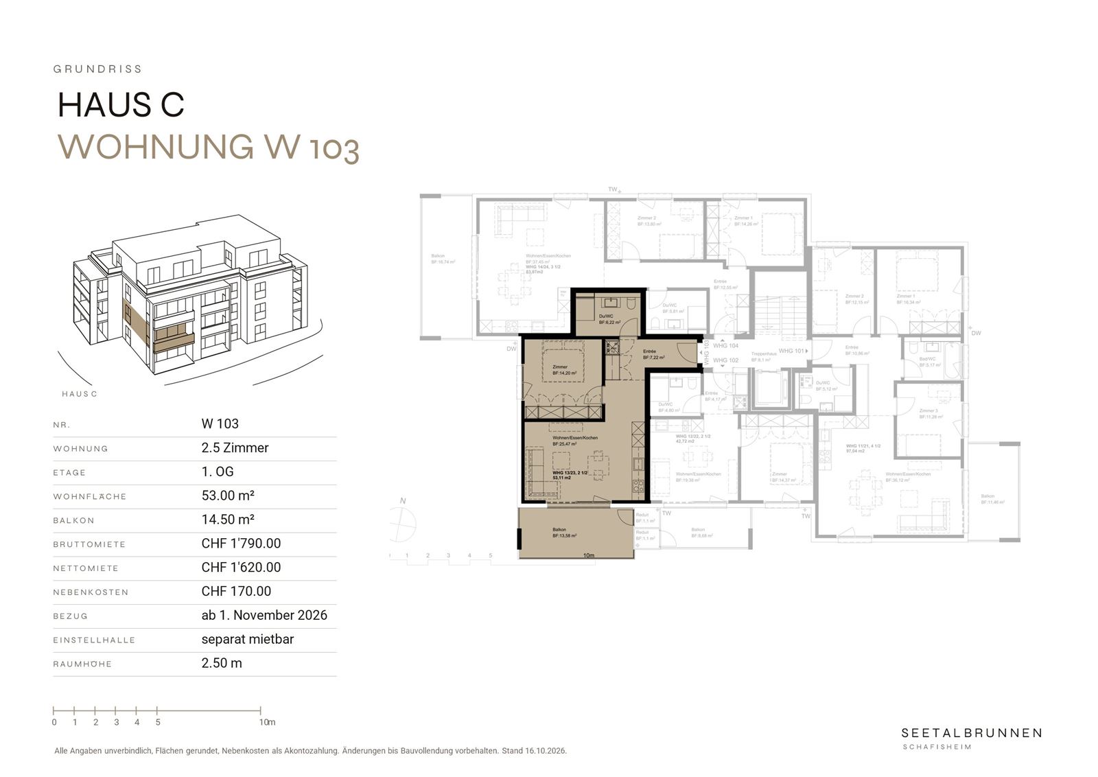 Grundriss W 103 – Haus C, 1. und 2. Obergeschoss