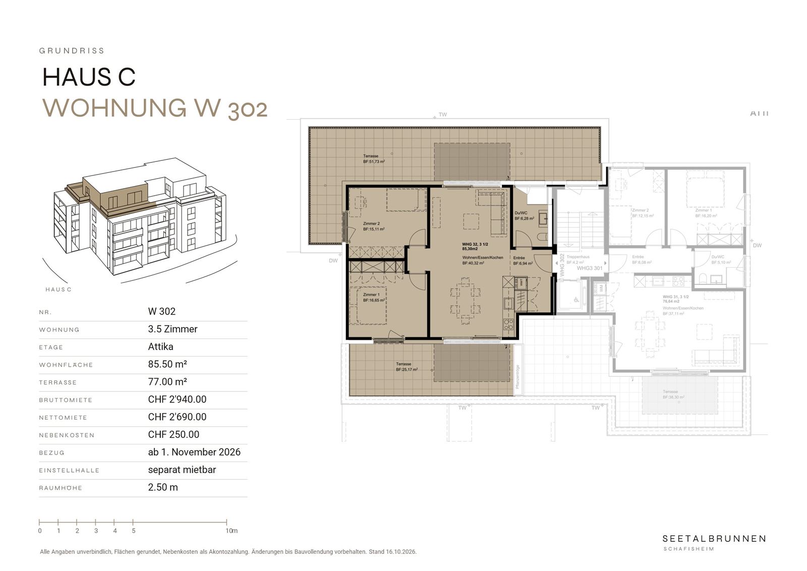Grundriss W 302 – Haus C, Attikageschoss