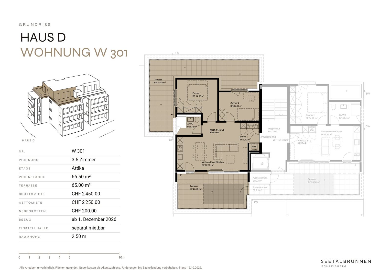 Grundriss W 301 – Haus D, Attikageschoss