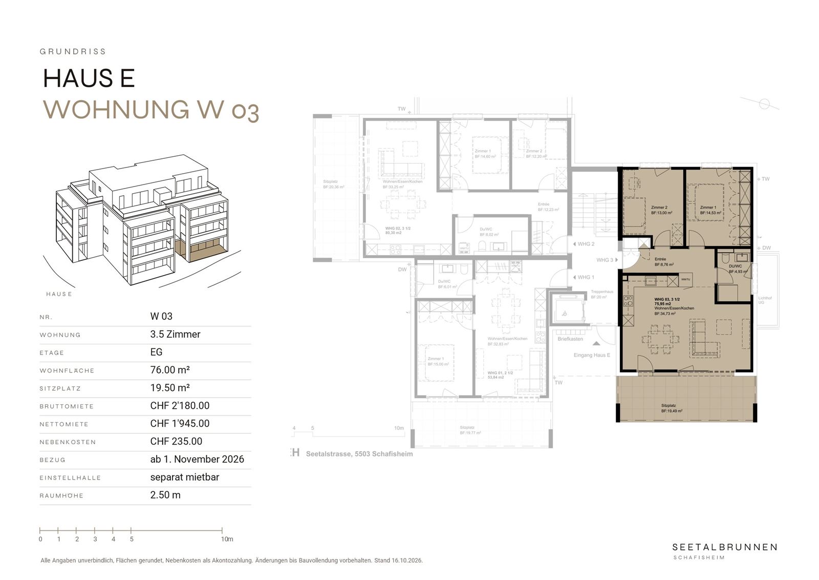 Grundriss W 03 – Haus E, Erdgeschoss