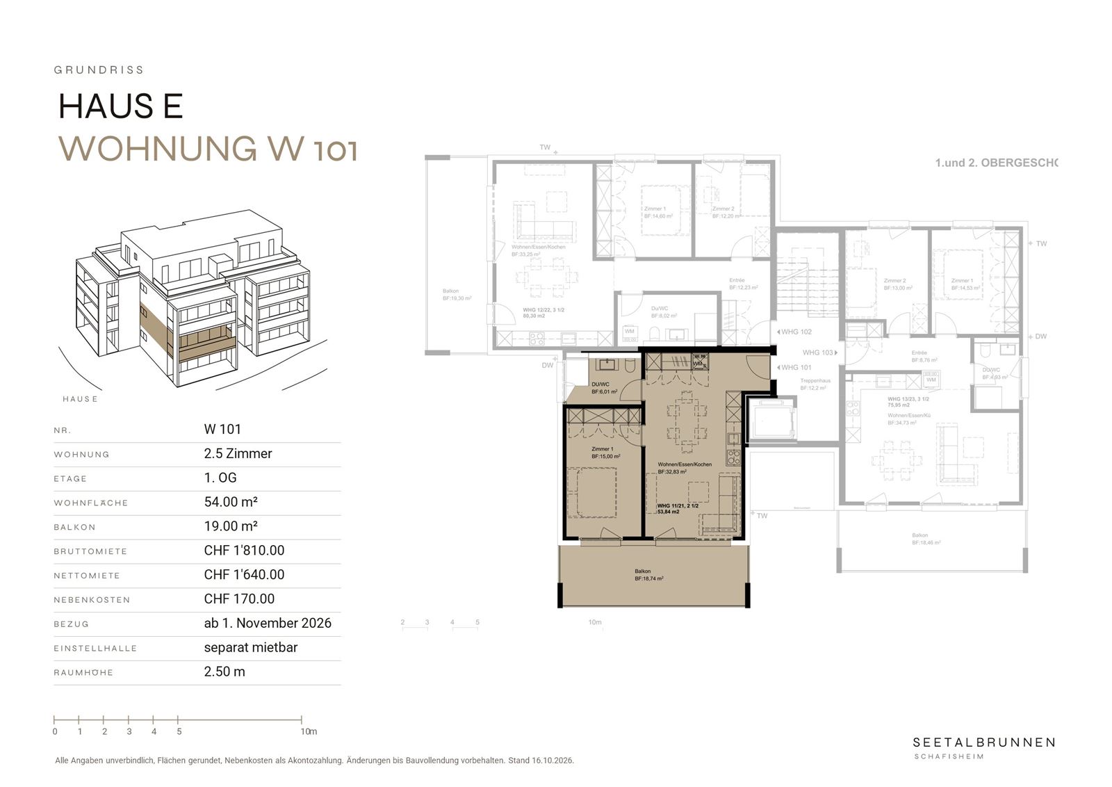 Grundriss W 101 – Haus E, 1. und 2. Obergeschoss