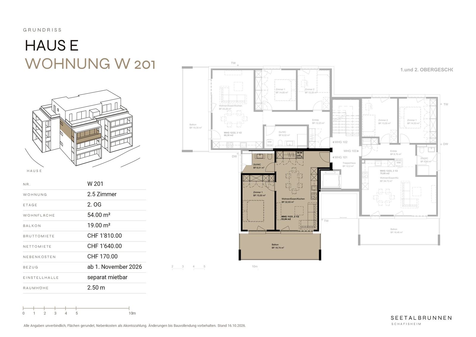 Grundriss W 201 – Haus E, 1. und 2. Obergeschoss