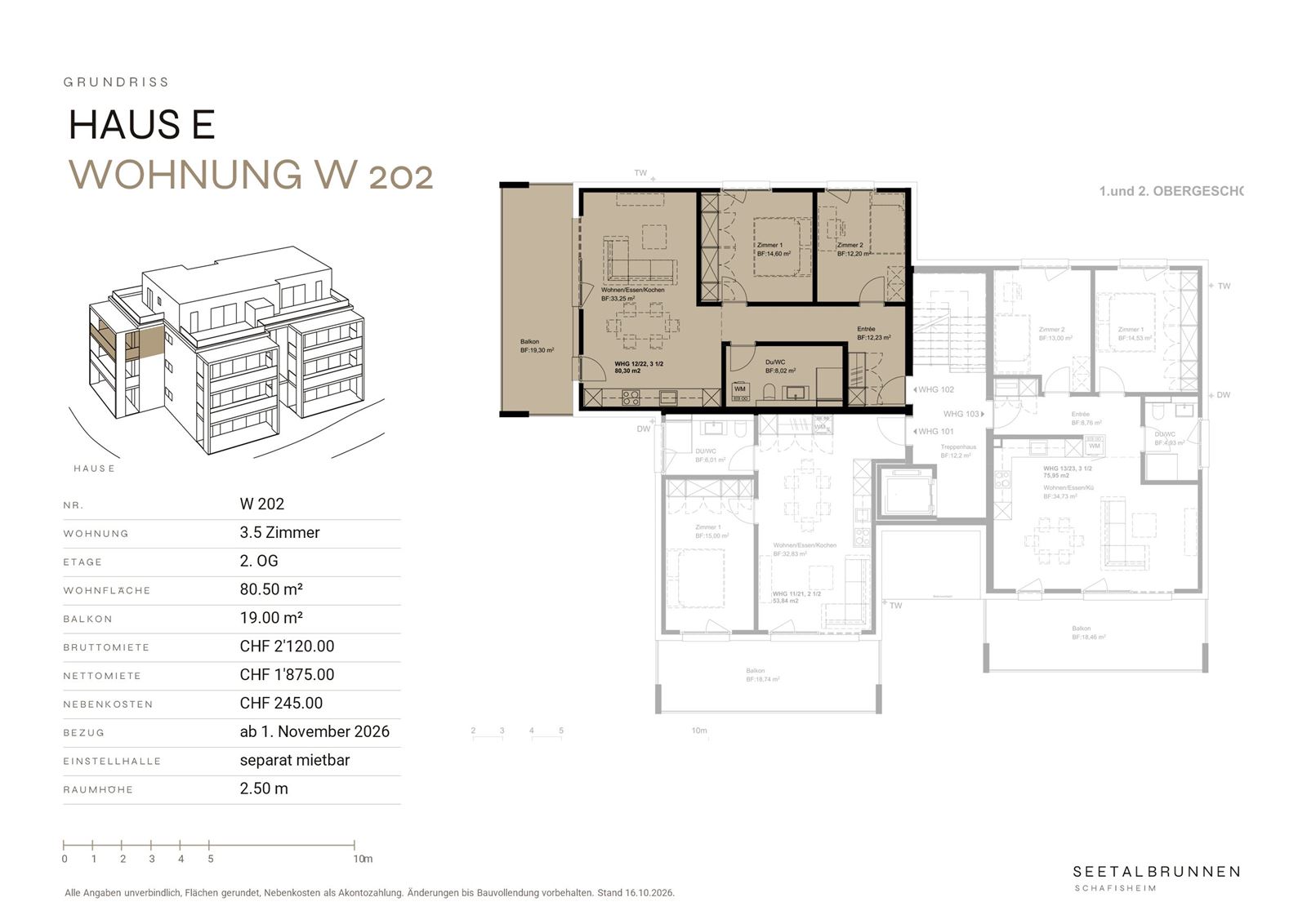 Grundriss W 202 – Haus E, 1. und 2. Obergeschoss