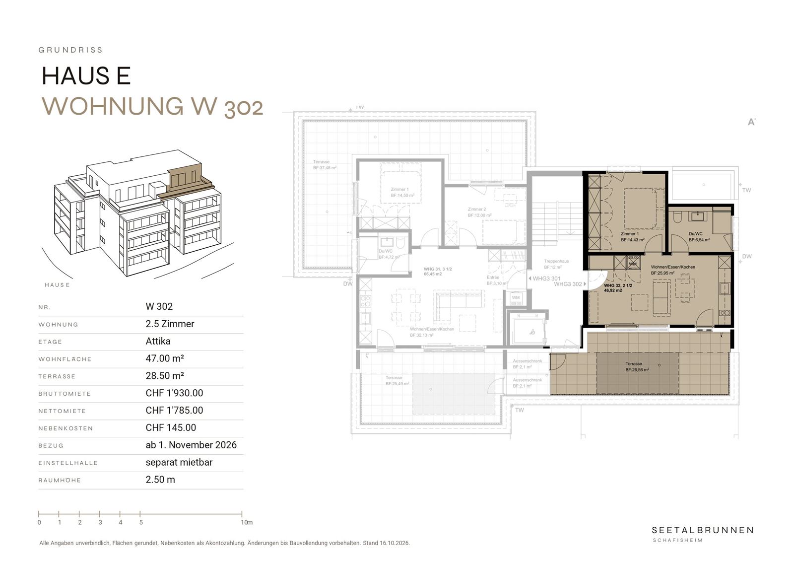 Grundriss W 302 – Haus E, Attikageschoss